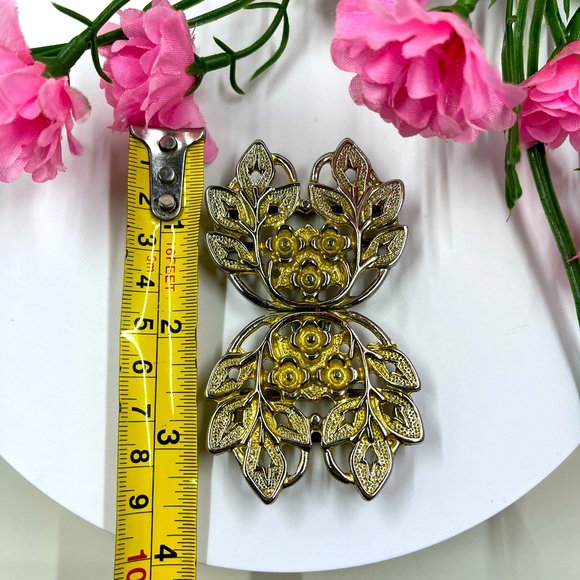 Made in Italy Signed & Serialized Vintage Floral Design Art Nouveau Belt Buckle - Picture 7 of 7